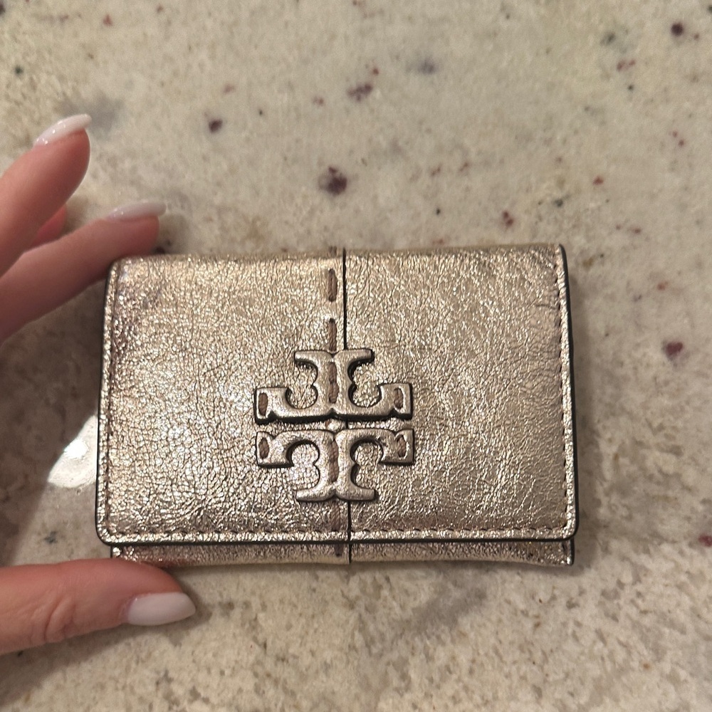 Tory Burch Shimmering Gold Card Holder
